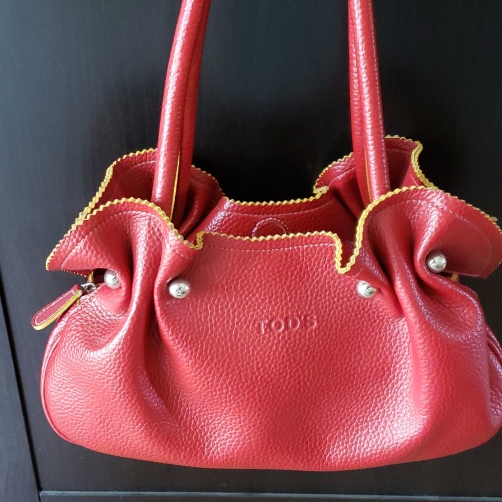 Tod's Red Leather Handbag